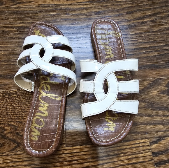 Sam Edelman Bryna White Patent Leather Slide Sandals Womens - Picture 2 of 6